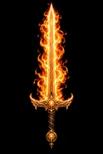 Vertical golden Flaming Sword emblem